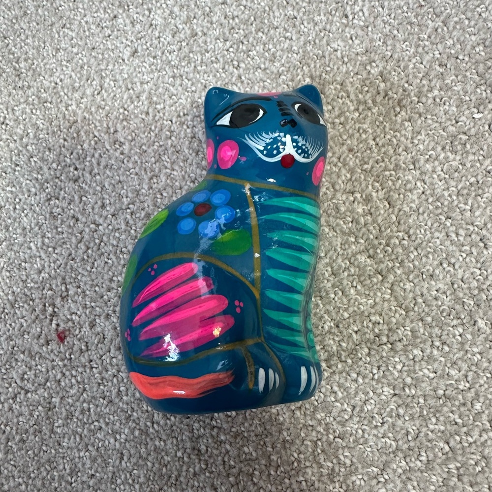 Cat Figurine From Mexico Beautiful Painting